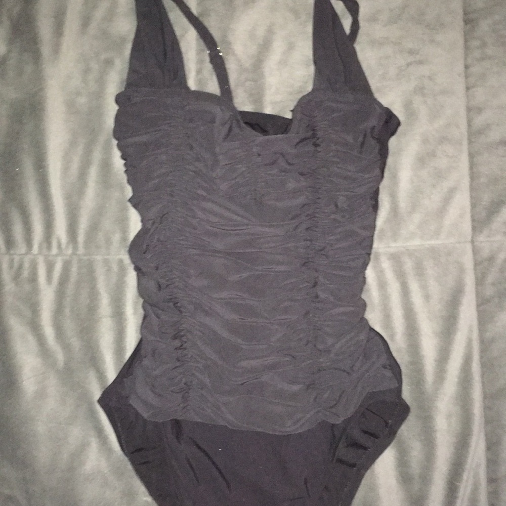 Black ruffled one piece